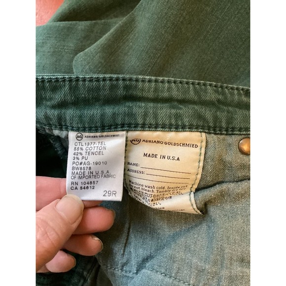 AG Adriano Goldschmied Pants Green Size 29R The Stevie Ankle Slim Straight Leg - Picture 9 of 10